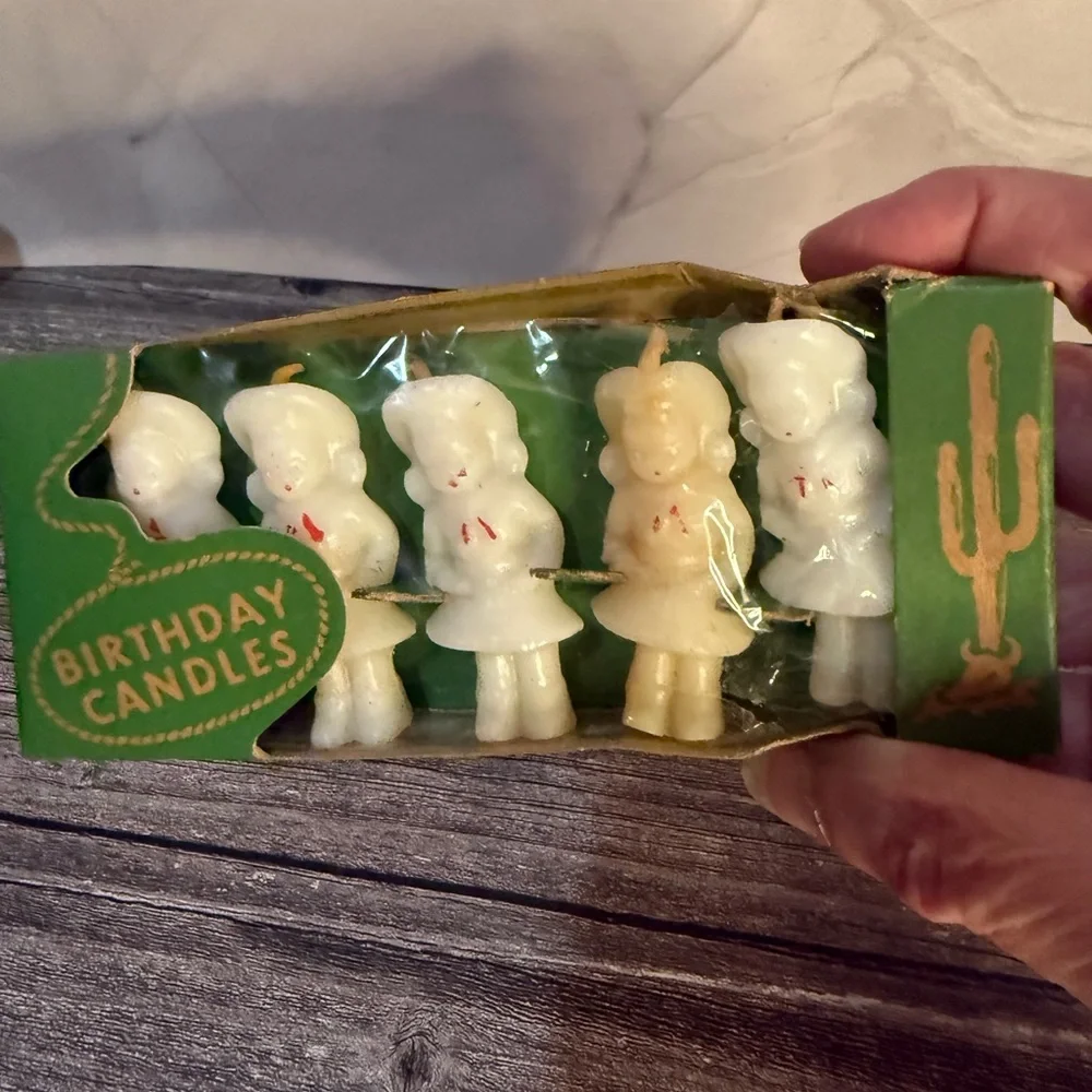 Vintage RARE Gurley Western Cowgirl Birthday Candles Set of 5